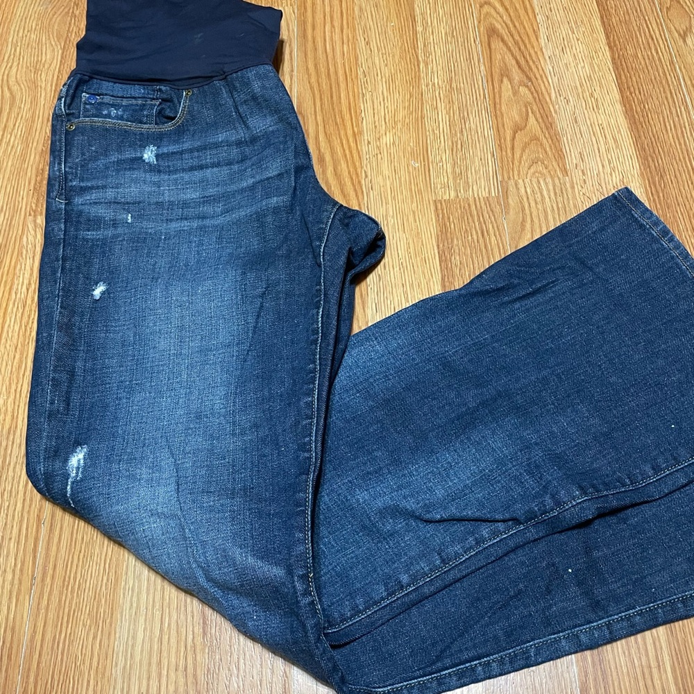 Distress full panel maternity boot cut jeans